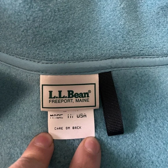 VTG ll bean women’s med pullover quarter snap fleece light blue green vintage - Picture 3 of 10